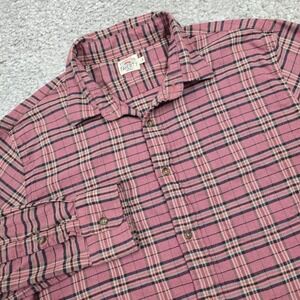 Faherty Pink Plaid Flannel Shirt Mens Large Button Up Soft Cotton Preppy Casual
